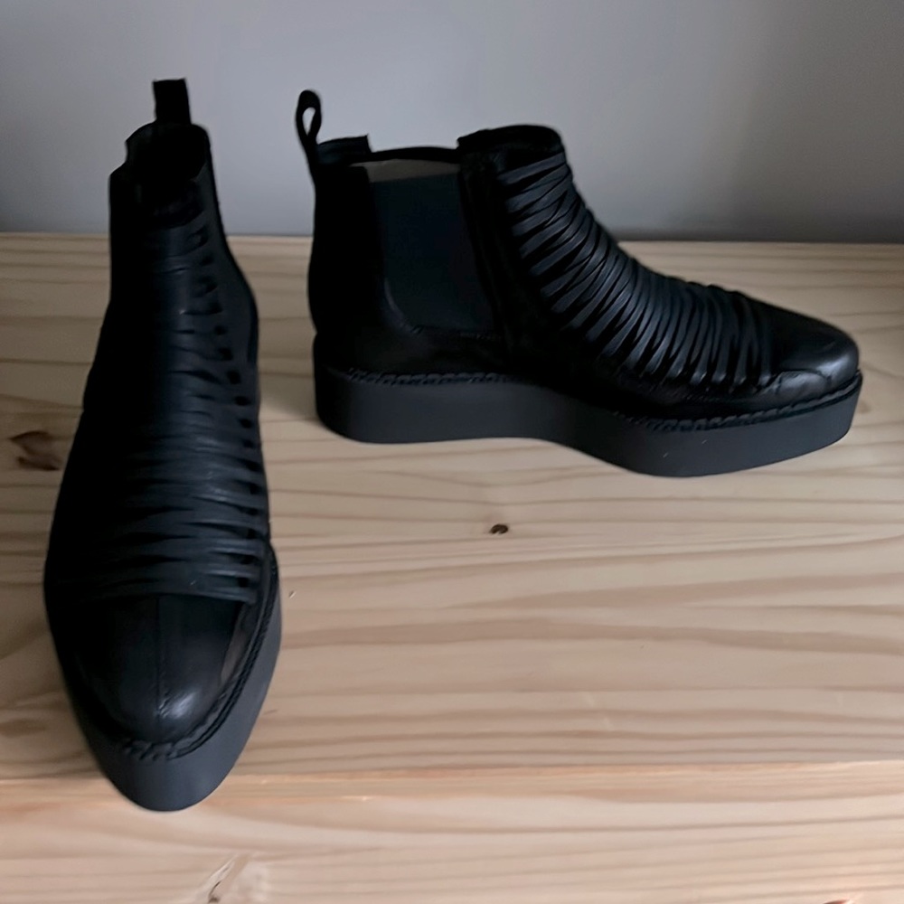 Leather lug boots